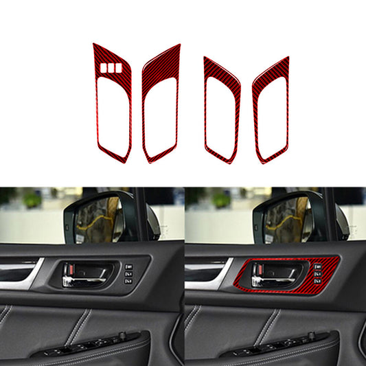 Red Carbon Fiber Door Handle Cover Trim for Subaru Outback Legacy 2015-17 Type A