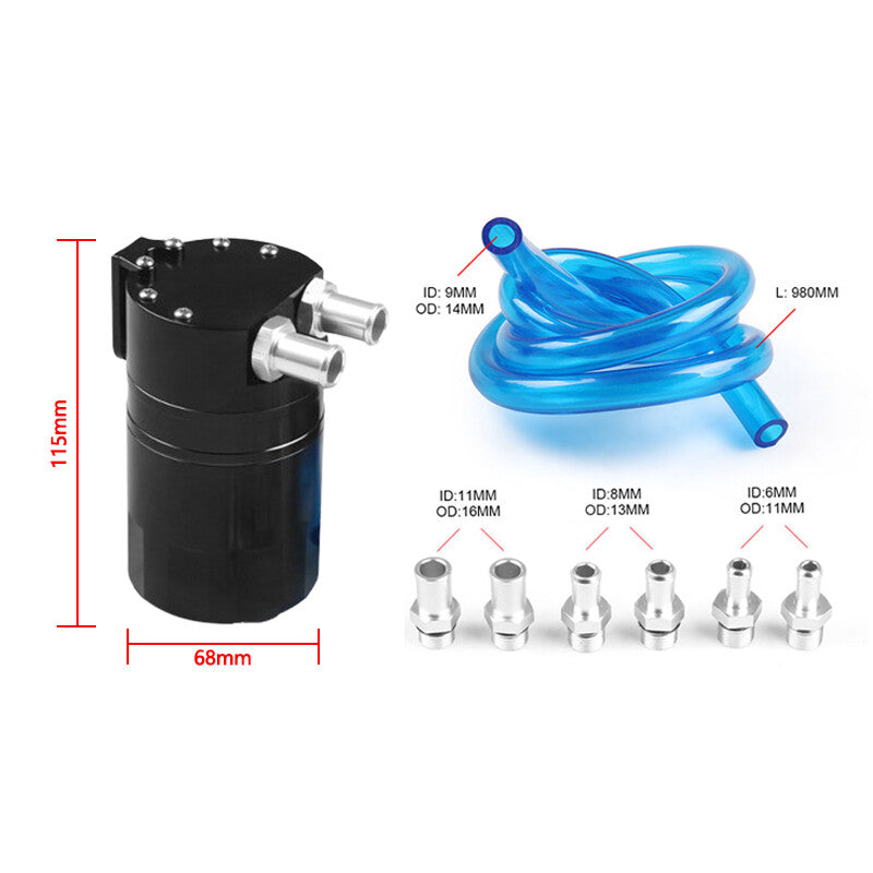 Oil Catch Can Kit Reservoir Polish Baffled Tank Engine Aluminum Universal Black