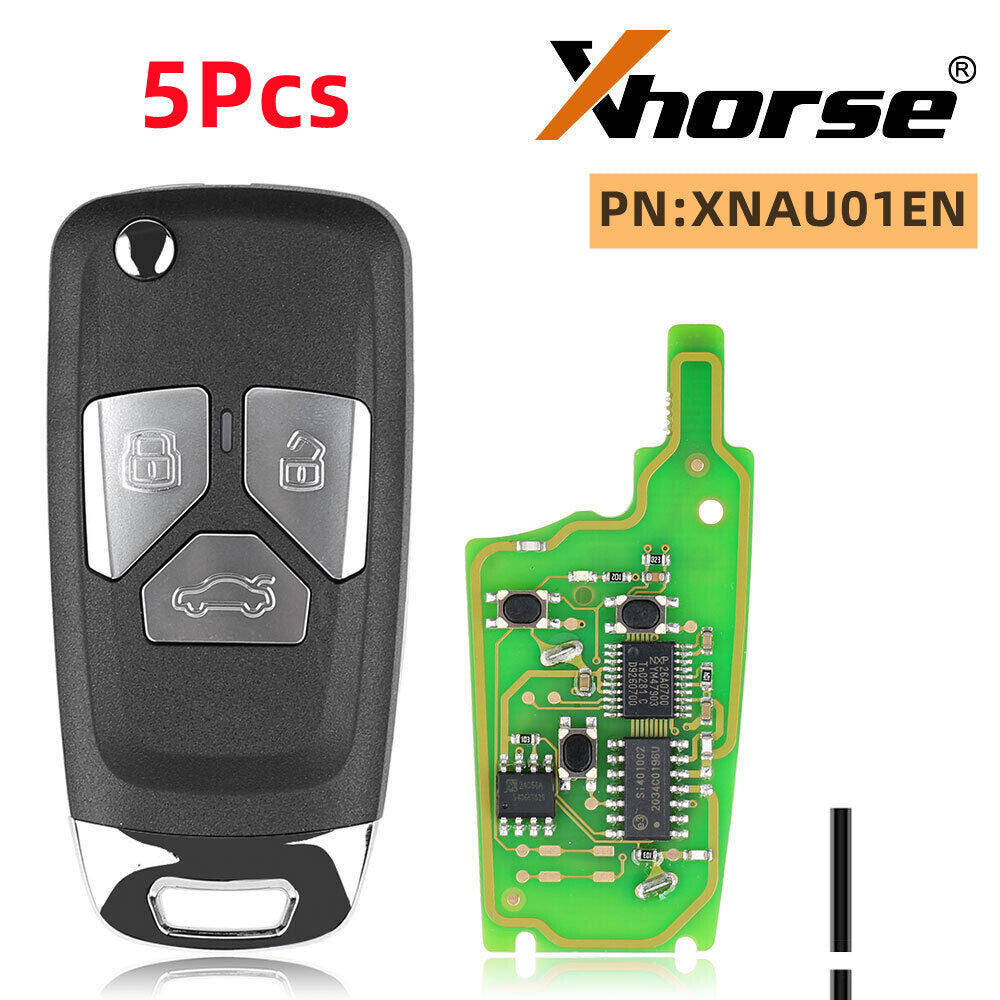 5Pcs Universal Wireless Flip Remote Key 3 Buttons for Audi XNAU01EN HK