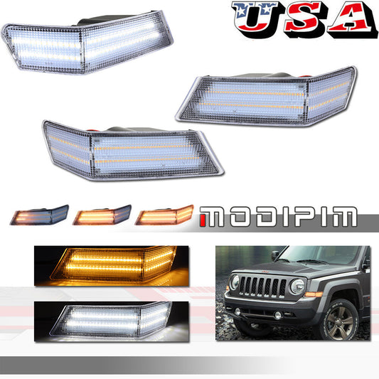 2-Pack Transparent Left and Right Corner Lights (DRL) Turn Signals for Jeep Patriot 2007-2017