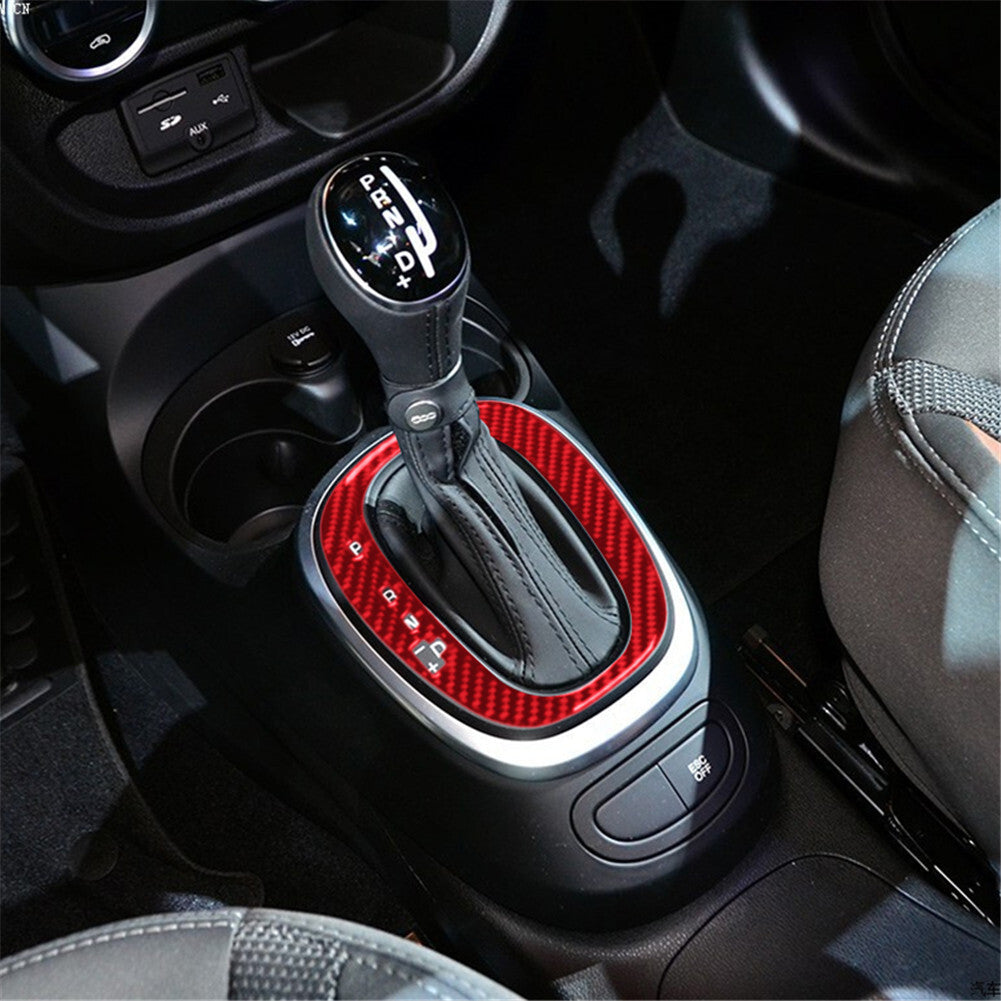 Red Carbon Fiber Automatic Transmission Panel Cover Trim for Fiat 500L 2014-2017