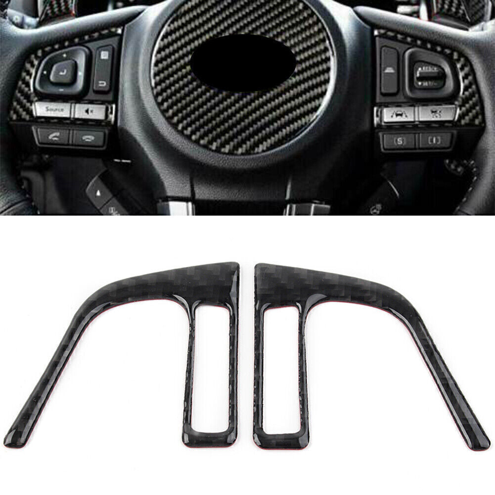 Carbon Fiber Steering Wheel Button Trim Cover Fit for Subaru Forester 2013-2017 2018