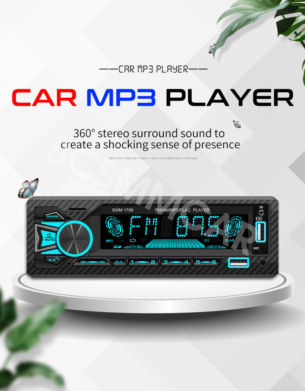 Car Radio Stereo Bluetooth Audio Music MP3 Player FM AUX USB With APP Control