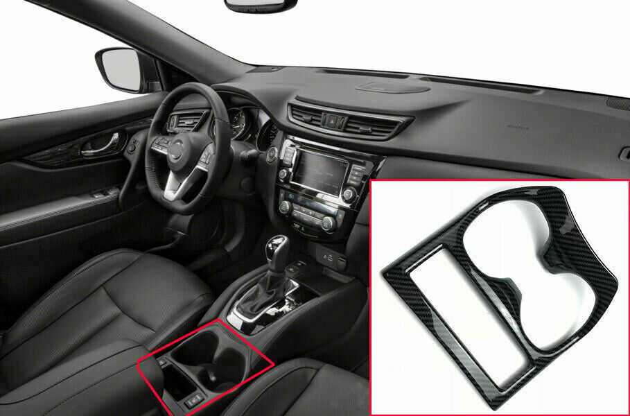 Carbon Fiber Front Water Cup Holder Frame Cover Trim For 2014-2020 for Nissan Rogue