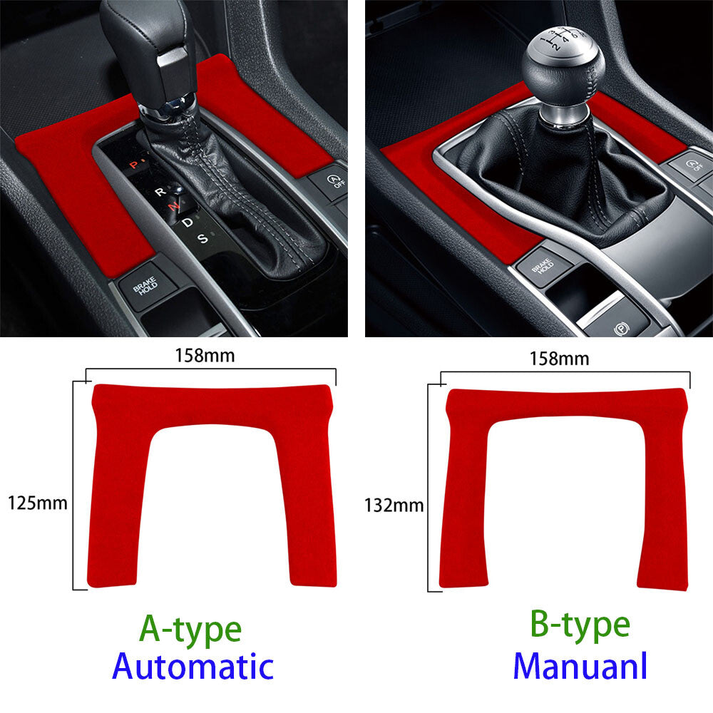 for Honda for Civic 10th 2016-21 Console Manual Gear Shift Panel Trim Suede Wine Red