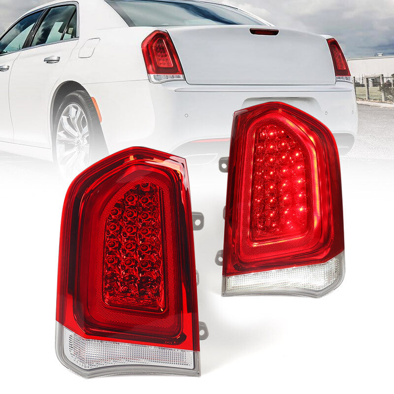 2p Tail Lights For 2015-2023 for Chrysler 300 Chrome Trim Full LED Brake Lamp LHRH