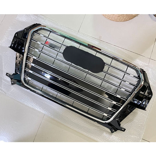 Front Bumper Grill Mesh Grille Fit for Audi Q3 2013 2014 2015 SQ3 Style Silver