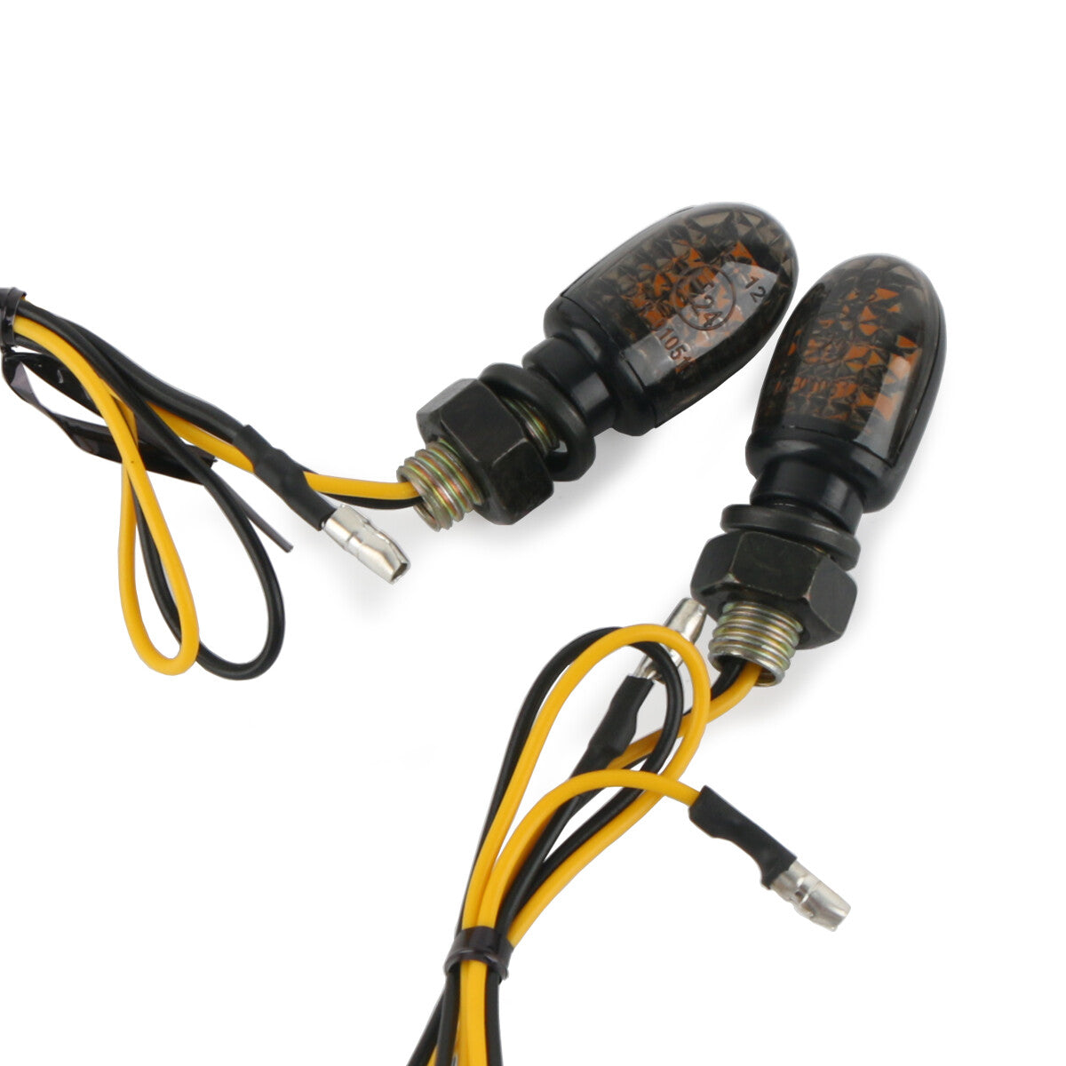 4x for Mini LED Turn Signal Indicators Motorcycle Amber Flashing Lights Black