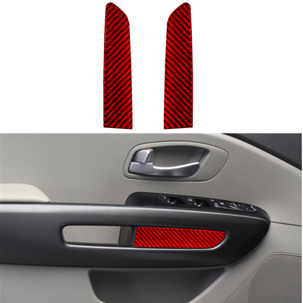 2X Red Carbon Fiber Front Door Panel Down Sticker Cover for KIA Sedona 2015-2016