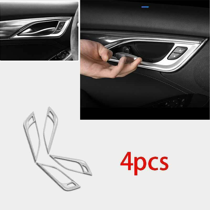 4P Inner Door Handle Frame Trim Mate Silver Steel Fit for Cadillac CT5 2020-2024