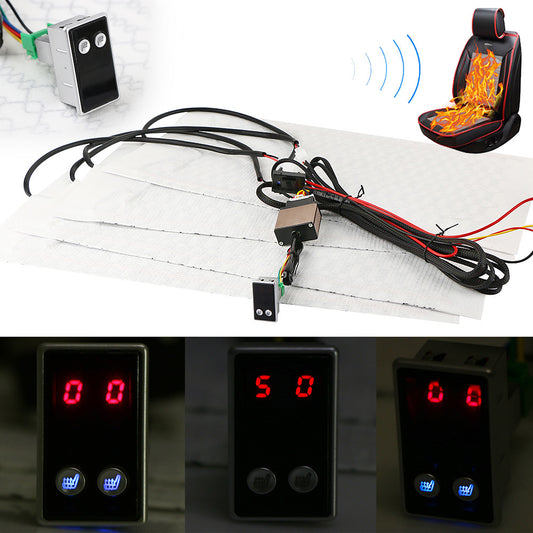 Car for seat carbon fiber heated backrest cushion for seat heater pad digital 5 gear switch kit