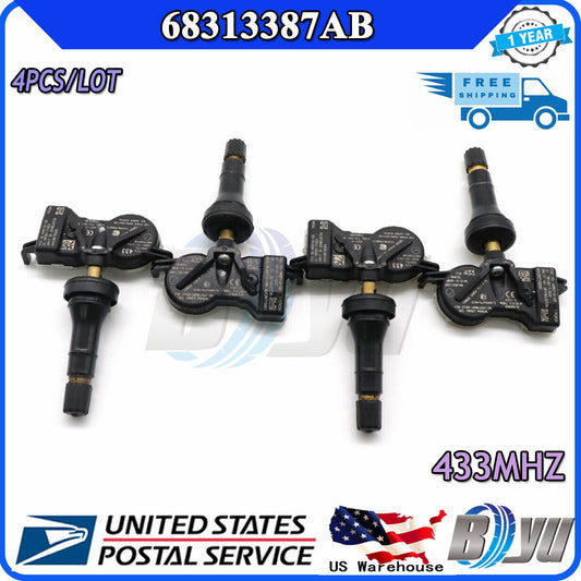 New version TPMS tire pressure sensor 4-piece set 68313387AB for Chrysler , for Dodge , for Jeep , and US
