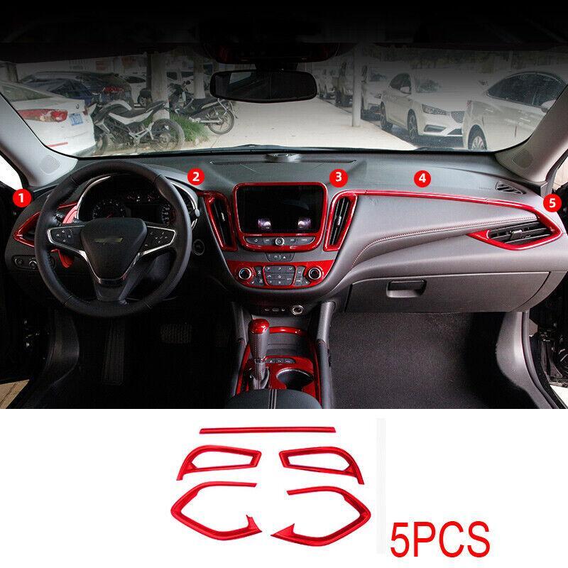 for Chevrolet Malibu 16-22 Paint Red Console Air Outlet Vent +Dashboard Strip