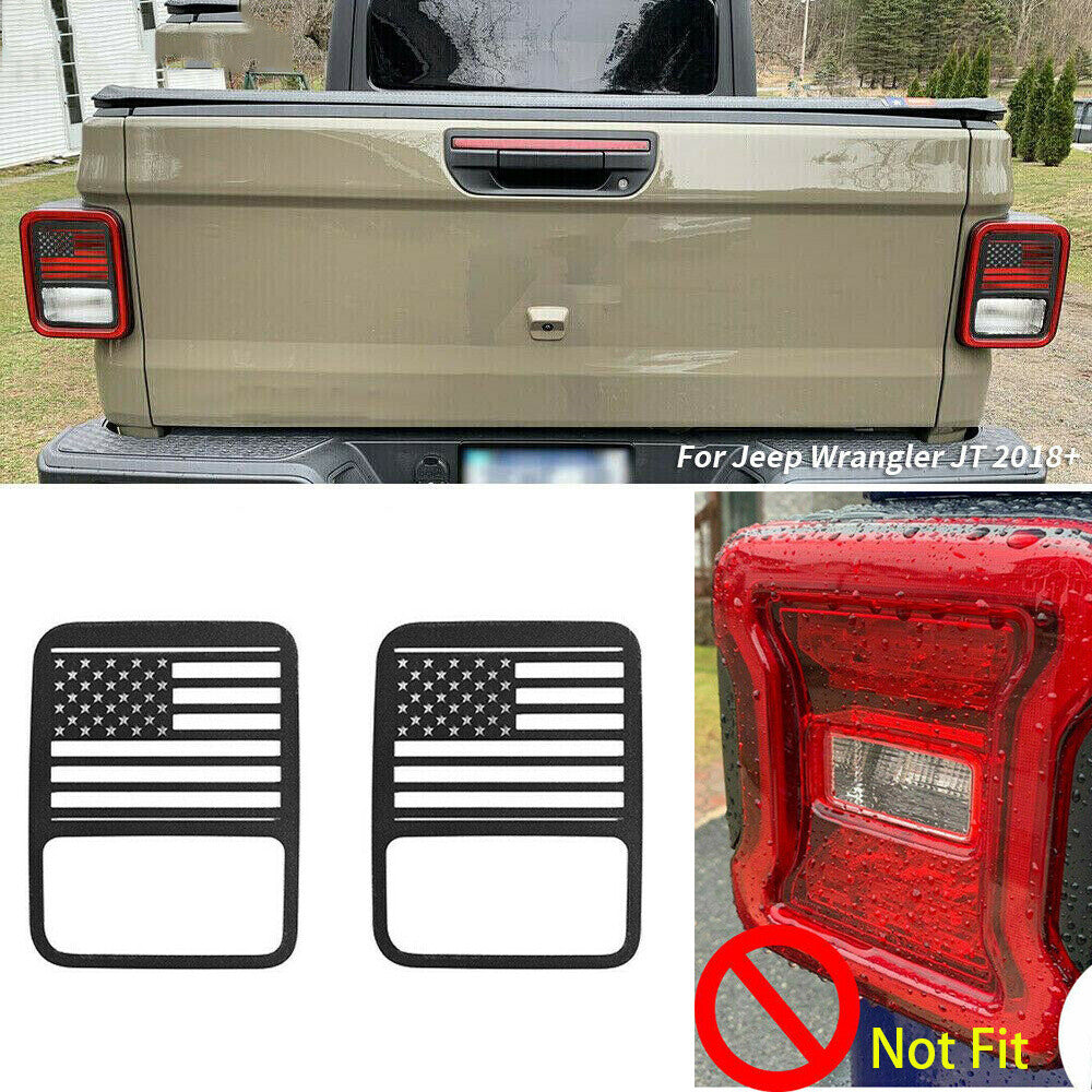 2¡ÁAlloy Black Taillight Lamp Decor Cover Guards Trim for Jeep Gladiator JT 2020+