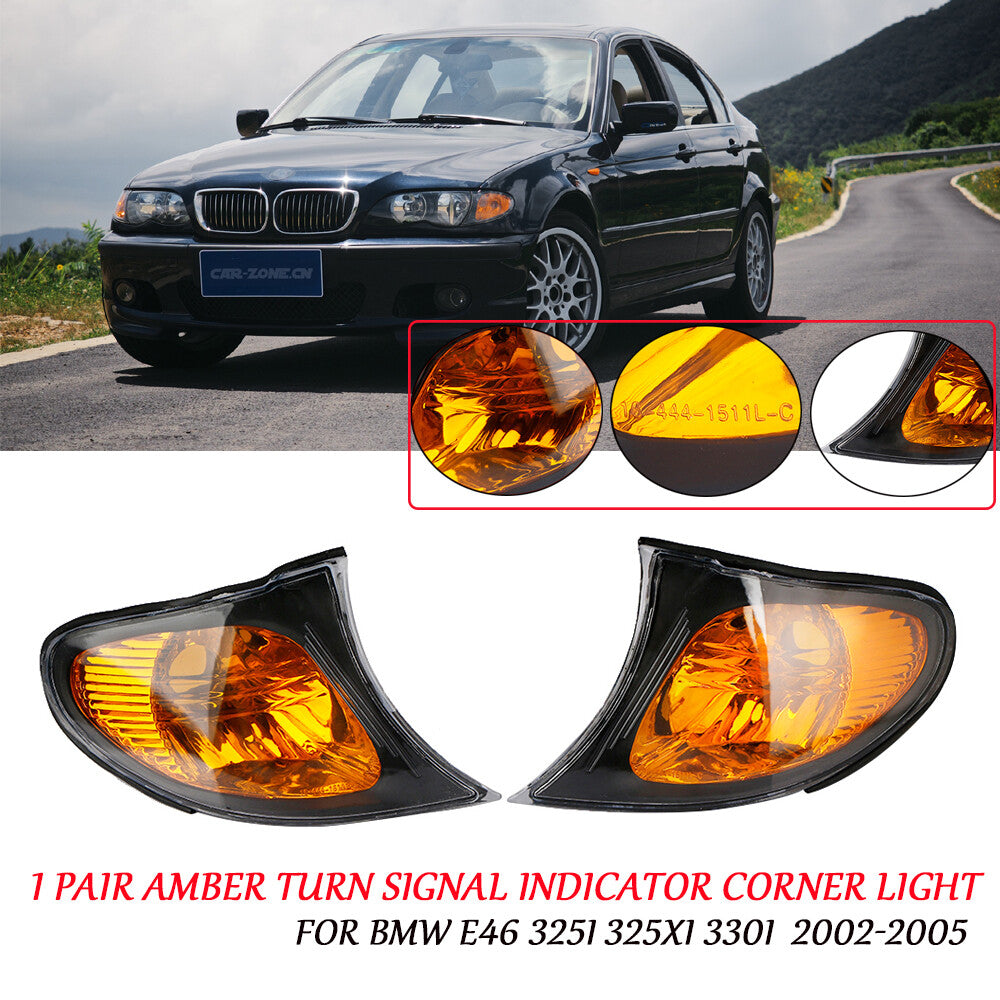 Left and right corner markers for parking light turn signals are applicable to for BMW 3 Series E46 (2002-05-).
