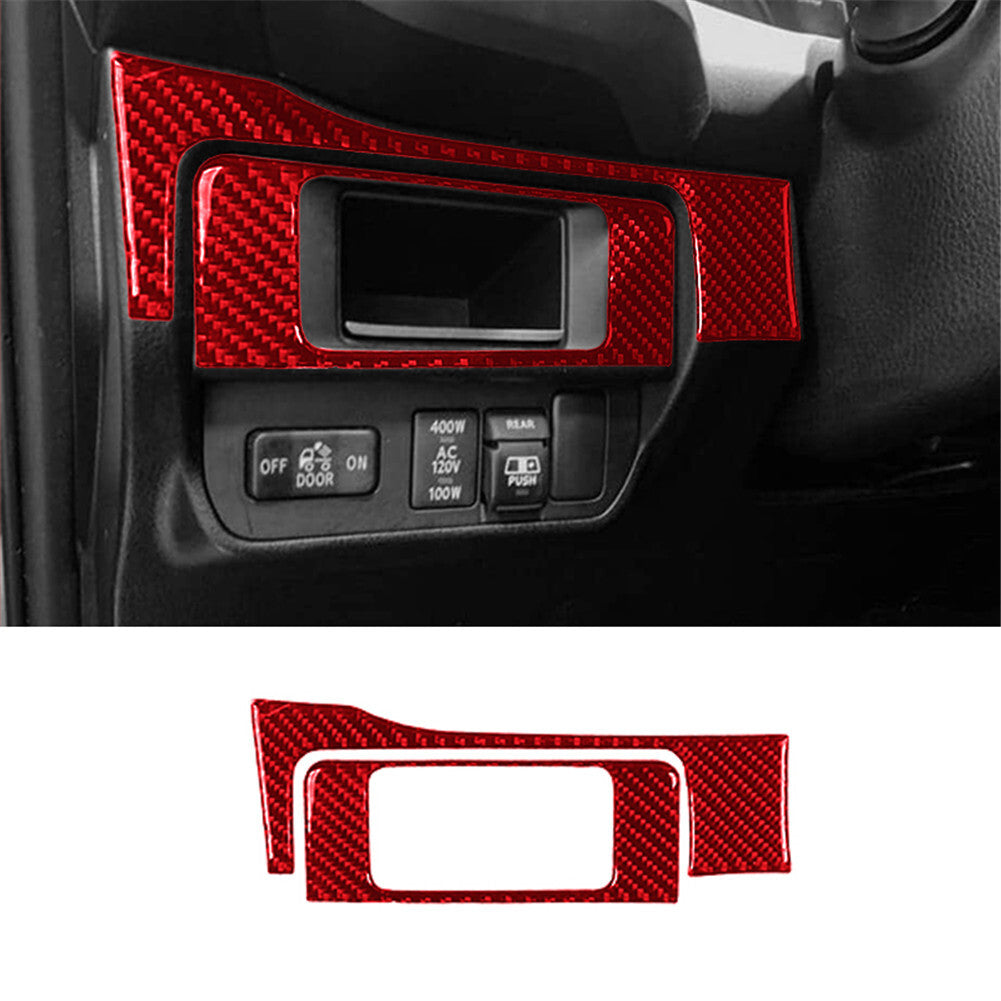 Red Carbon Fiber Headlight Control Frame Cover Trim for Toyota Tacoma 2016-2021