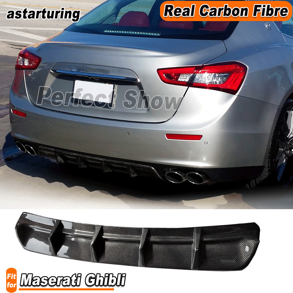 Fit for Maserati Ghibli 2014-2017 REAL Carbon Rear Bumper Diffuser Spoiler Lip