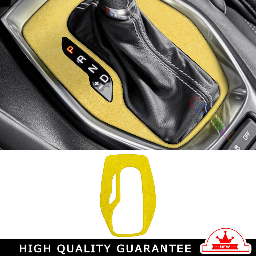 Car Console Gear Shift Frame Cover Trim for Chevrolet Camaro 16-20 Yellow Suede