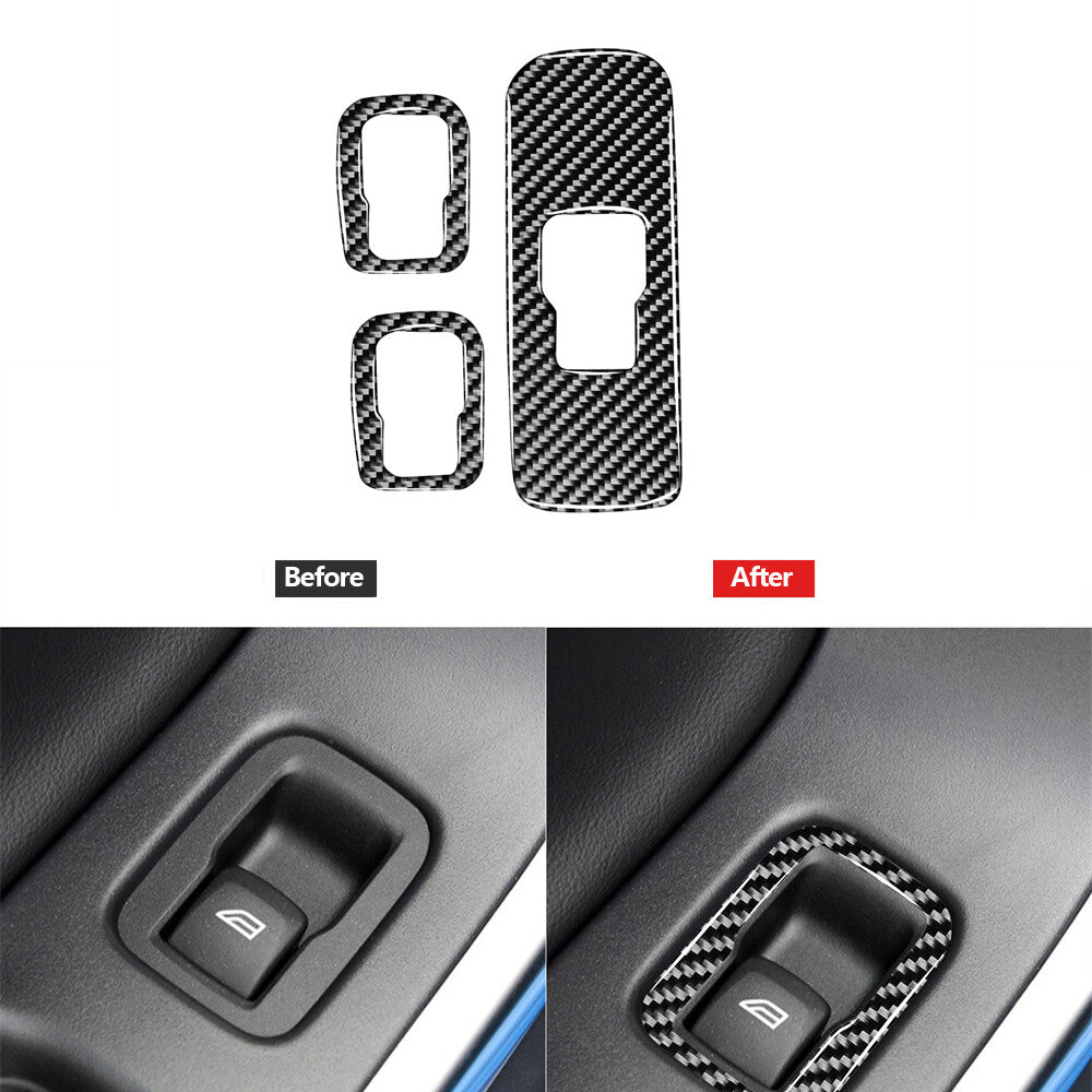 3Pcs Carbon Fiber Window Switch Button Panel Cover Trim for Volvo V60 2010-2017