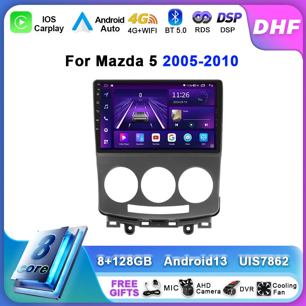 for MAZDA 5 2005-2010 Auto CarPlay Car Radio Screen GPS Multimedia Video Player