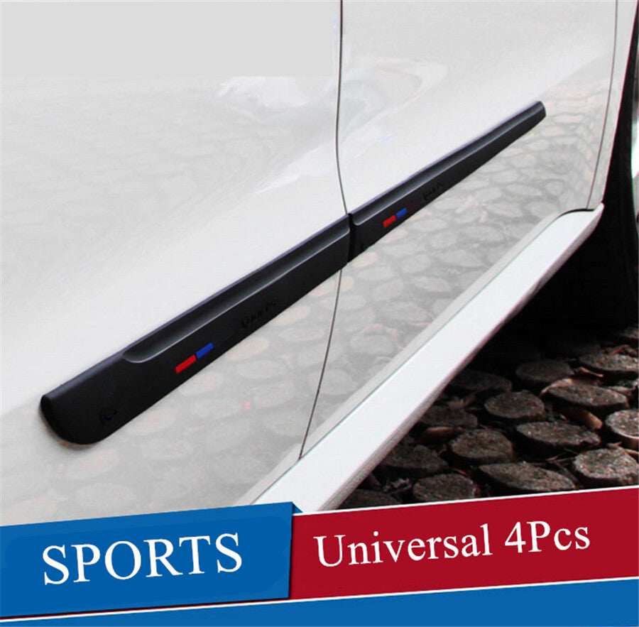 4Pcs Rubber Car Door Body Side Skirts Strip Moulding Trim Cover 4-door for SUV Sedan