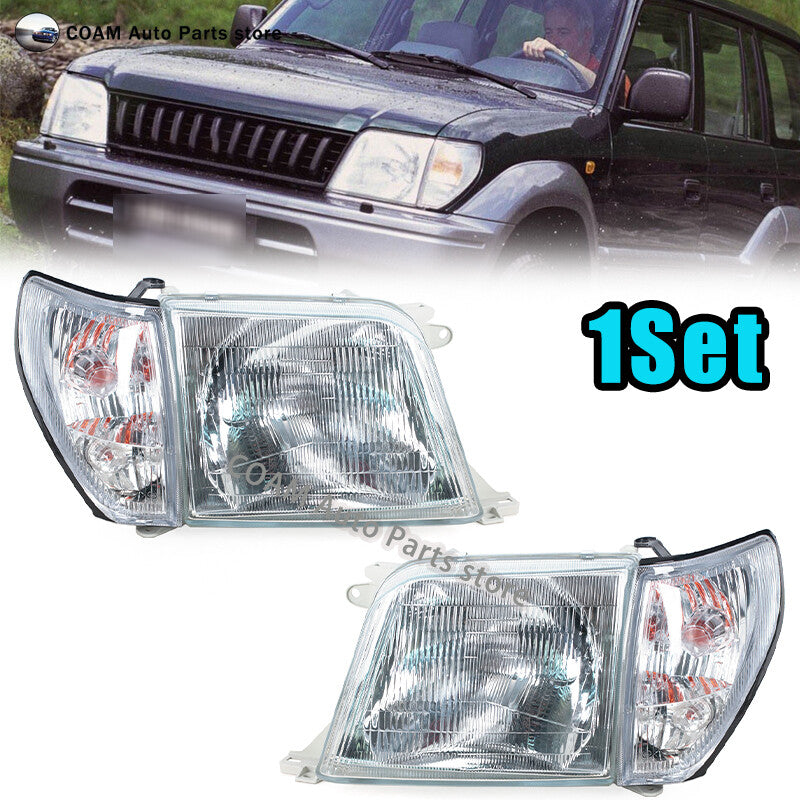 LHRH glass headlights are suitable for Toyota for Land Cruiser Prado LC90 (1996-2002).