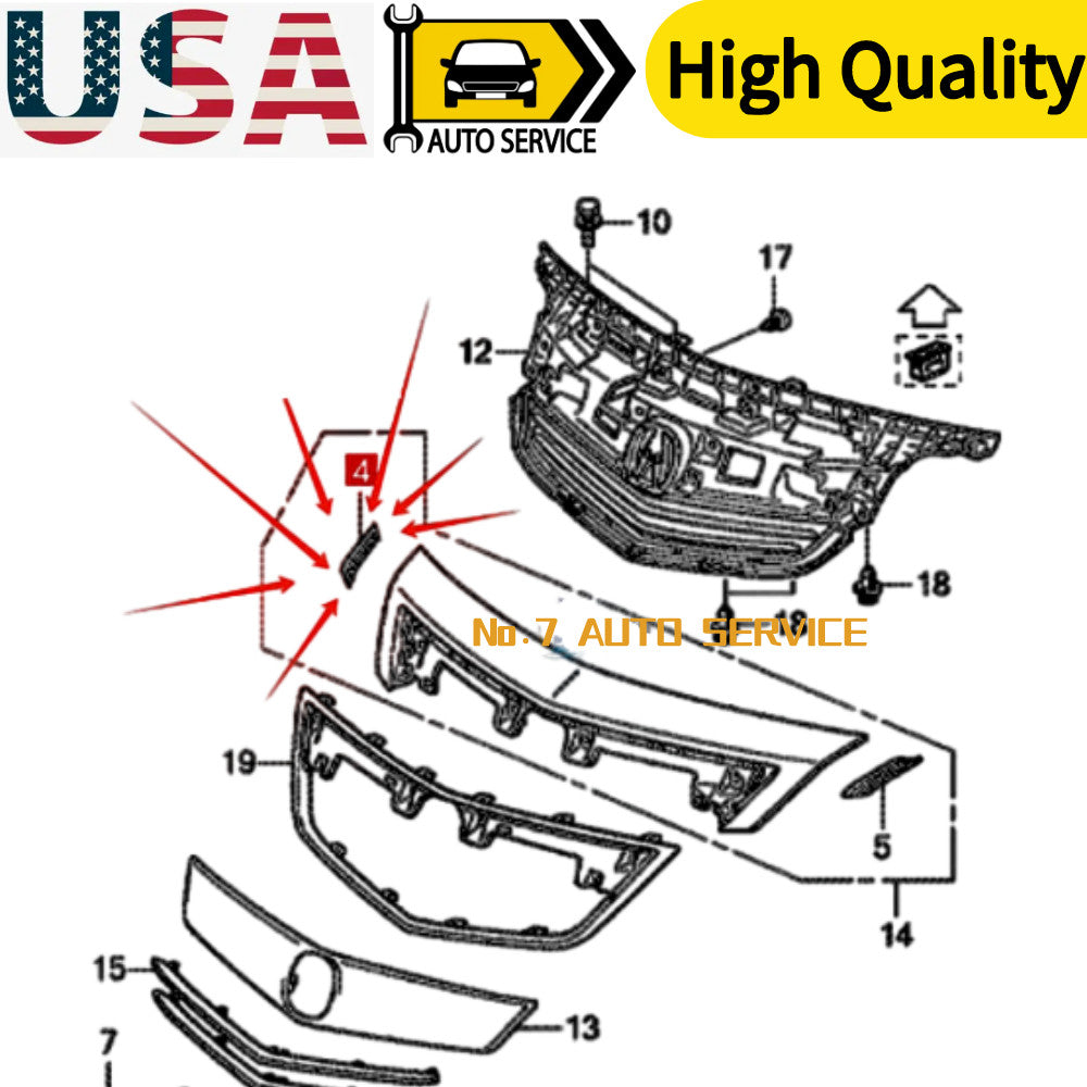 For 09-14 TL Front Right Seal Comp Grille 75150-TK4-A01