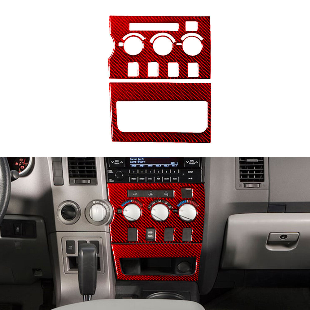 Red 2Pcs Central A/C Control Panel Type B Trim Cover for Toyota Tundra 2007-2013