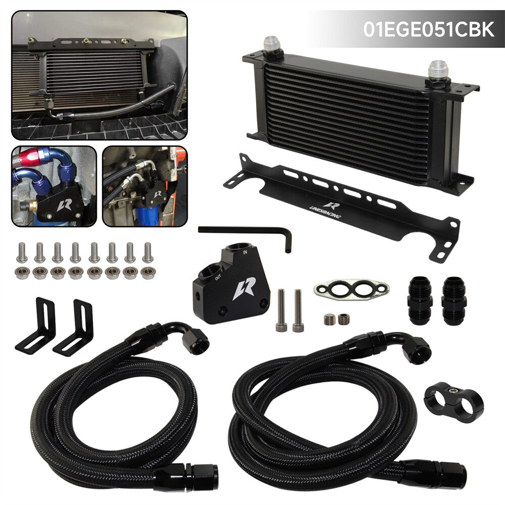 16 Row Engine Oil Cooler Kit For LS1 LS2 LS3 LS6 LS7 4.8L 6.0L 6.2L GM CK Black