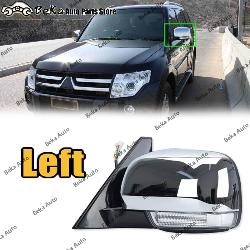 1 piece for Mitsubishi Pajero Montero 2006 - 21 Left door mirror with light chrome trim