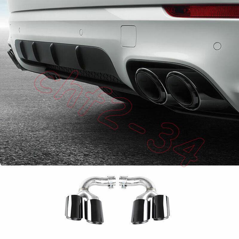 Fit for Porsche for Cayenne Black Steel Rear Exhaust Muffler Tip Tail Pipe 2018-2022