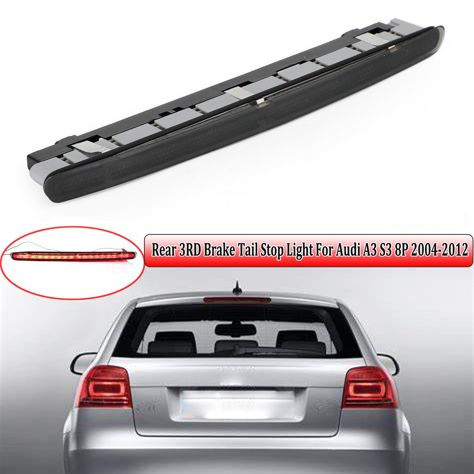 Smoked high-performance brake taillights are suitable for Audi A3, S3, RS3 3-door hatchbacks.