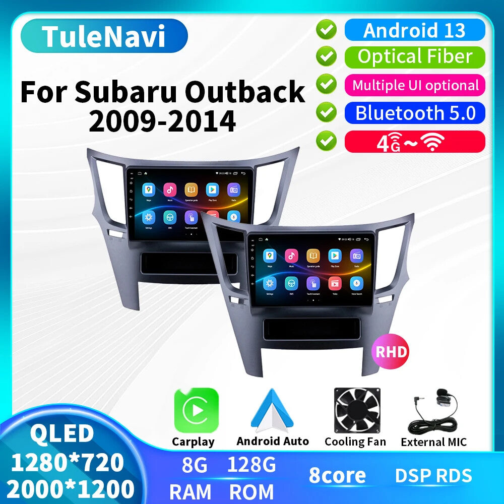 for Subaru Outback 2009-2014 Stereo Android CarPlay Car Radio GPS Player Screen