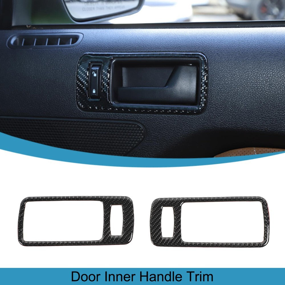 2PCS Carbon Fiber Inner Door Handle Cover Panel Trim for Ford for Mustang 2009-2013