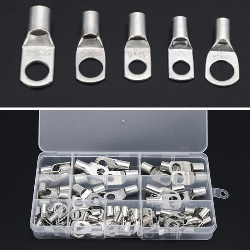 90¡Á Automotive copper tube terminal battery welding cable connector with crimped ring