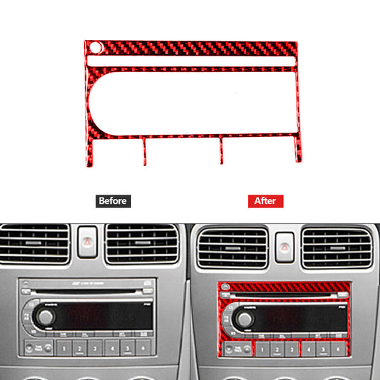 Red Carbon Fiber CD Player Panel Decorative Trim Cover for Subaru Forester 05-06
