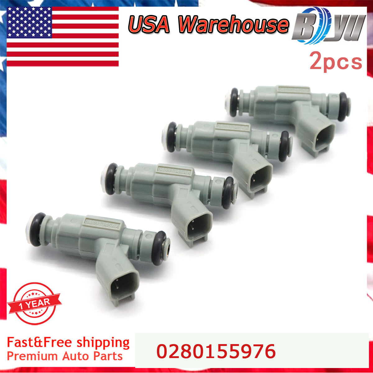 4pscs 0280155976 for 2001-2003 for Chrysler PT Cruiser 2.4L L4 Gas Fuel Injectors