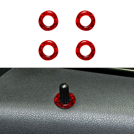 4Pcs Red Door Latch Trim Ring Cover Carbon Fiber for Mercedes R-Class 2009-2012