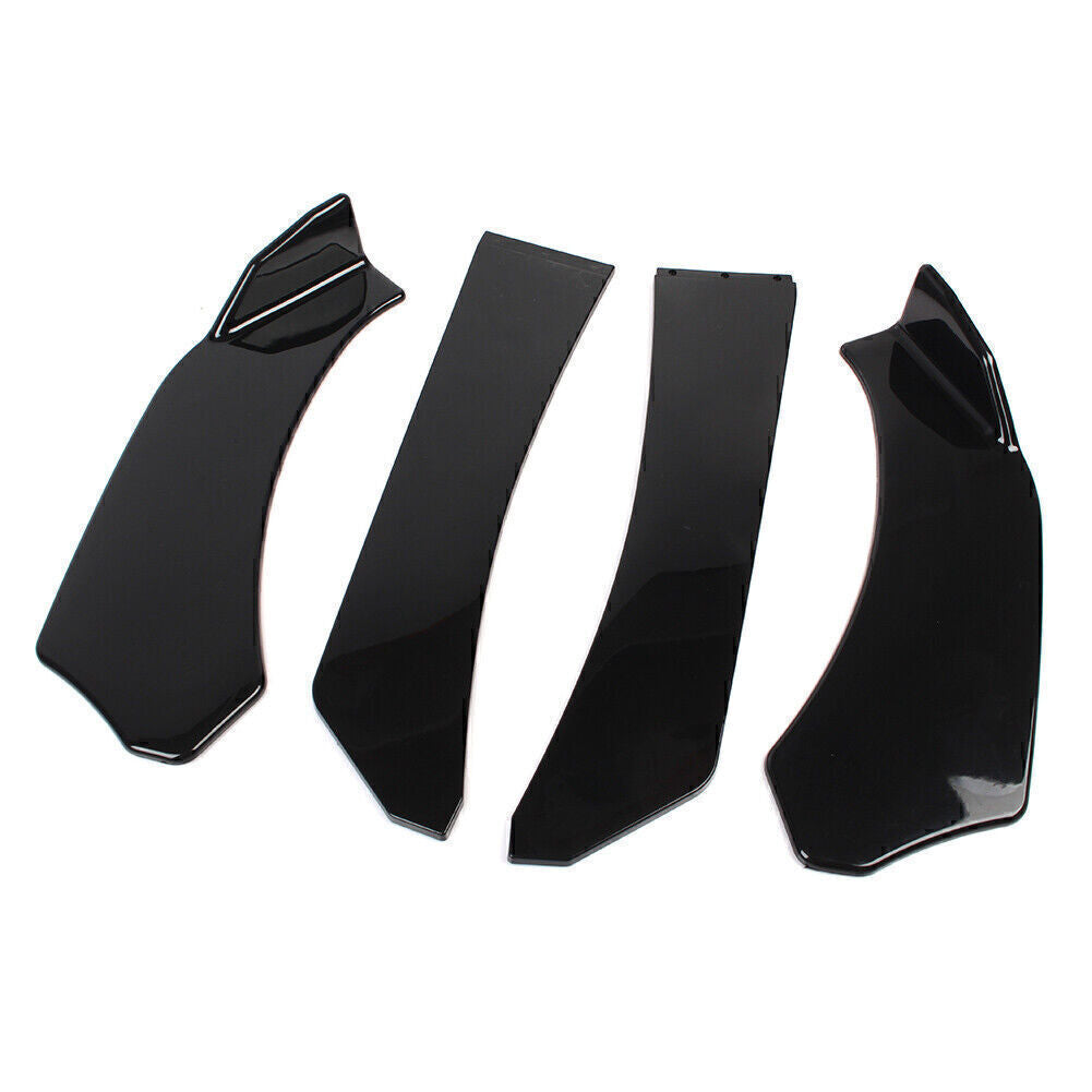 4PCS Front Bumper Lip Chin Spoiler Splitter Body Kit Universal Glossy Black