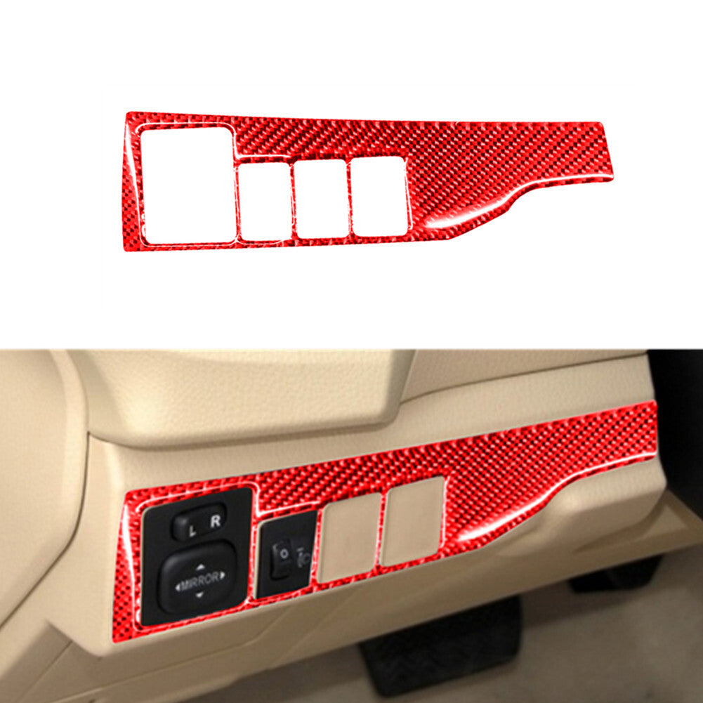 Red Carbon Fiber Headlight Button Trim Strip for Toyota for Corolla 2014-2018