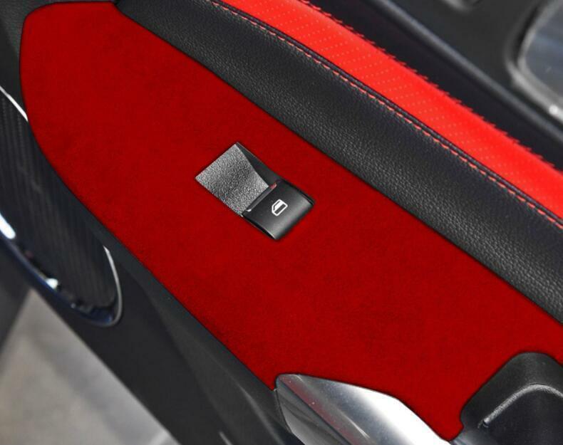 for Ford for Mustang 2015-2022 Dark Red Suede Window Lock Lift Panel Trim Frame 2PCS