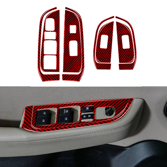 8X Red Carbon Fiber Window Lift Cover Trim for Subaru Outback Legacy 2015-2017