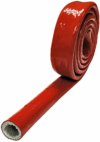 3/4-inch ID x 3-foot long silicone-coated fiberglass thermal and fireproof cover, red