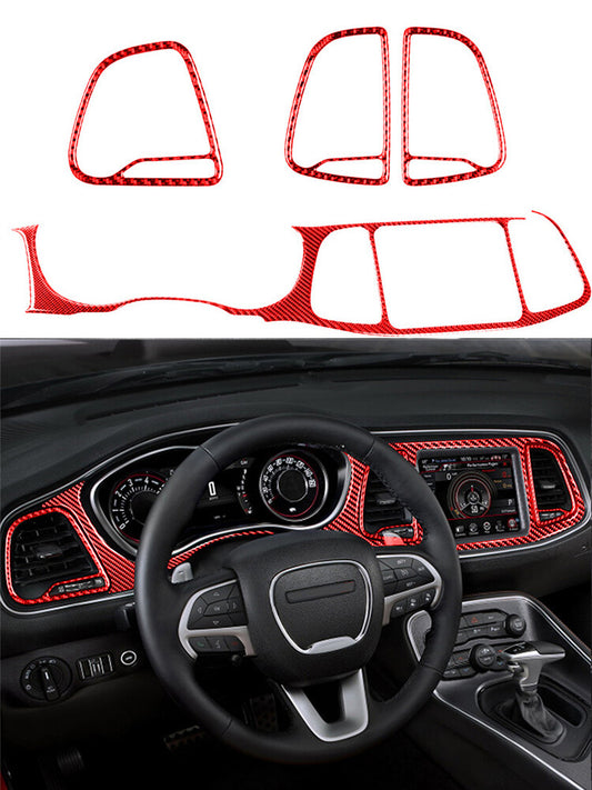 for Dodge for Challenger 2015-2020 Red Central Control Dashboard & Vents Trim Cover