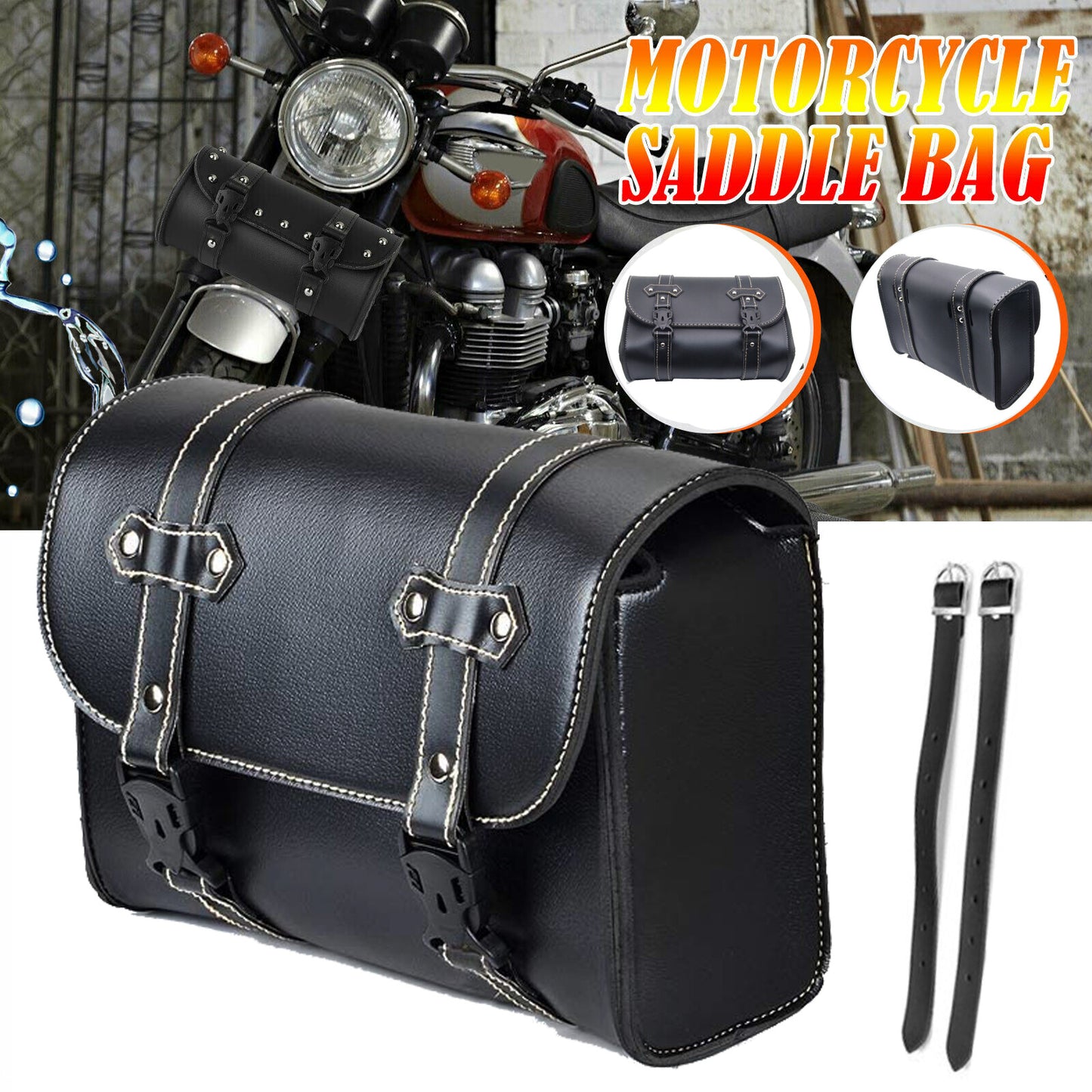 Suitable for Sportster 883 Dyna PU Leather Motorcycle Saddlebag/Luggage Bag