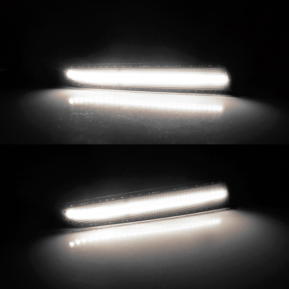 Two smoked front bumper side marker lights with white LEDs, suitable for 10-12 for Ford Fusion models.