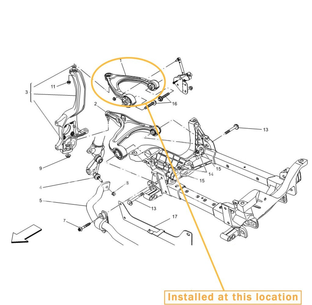 for Maserati for Levante front upper left control arm. equipment manufacturer: 670031995