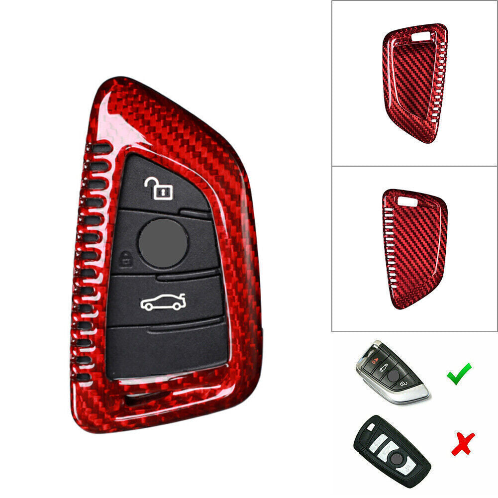 Carbon fiber remote control car key case cover suitable for BMW X1 F48 X5 F15 X6 F165 F45 Red