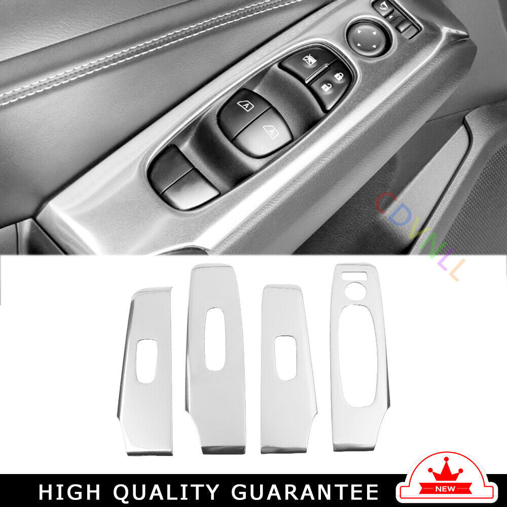 Glass Window Lifting Lock Panel 4PCS for Nissan Altima Teana 19-22 Silver Steel