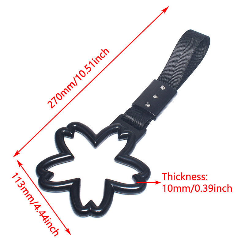 Car Warning Handle Strap Subway Train Bus Cherry Blossom Tsurikawa Ring JDM Blk